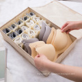 Hot sale washable cotton linen underwear storage box fabric folding drawer socks underwear storage box bra finishing